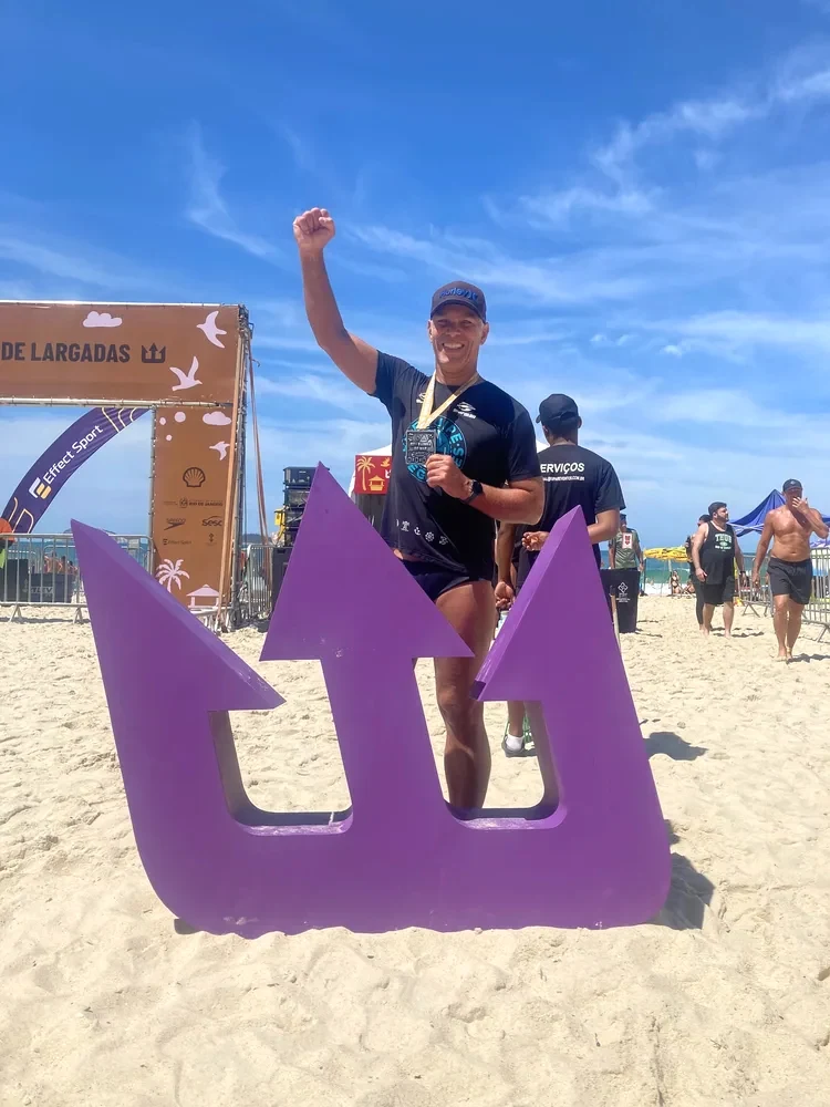 Felipe na chegada dos 10 km em Copacabana.
