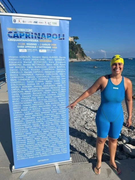 Priscilla no registro da travessia de Capri–Nápoles.